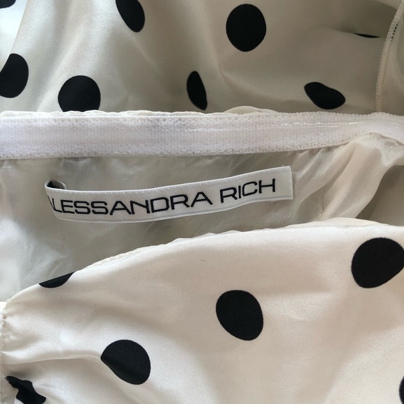 Alessandra Rich Polka Dot Mini Dress White Taffeta - Picture 12 of 12